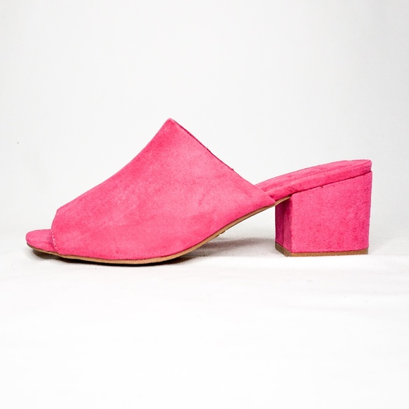 GAP Open-Toe Pink Block Heel Faux Suede 6 NWOT - Picture 2 of 8